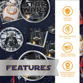 Unique Star Wars napkins complement the plates and tidy messy fingers