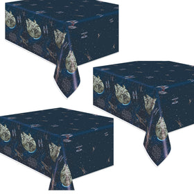 Unique Star Wars table cover 3-pack, front view for quick party setup.