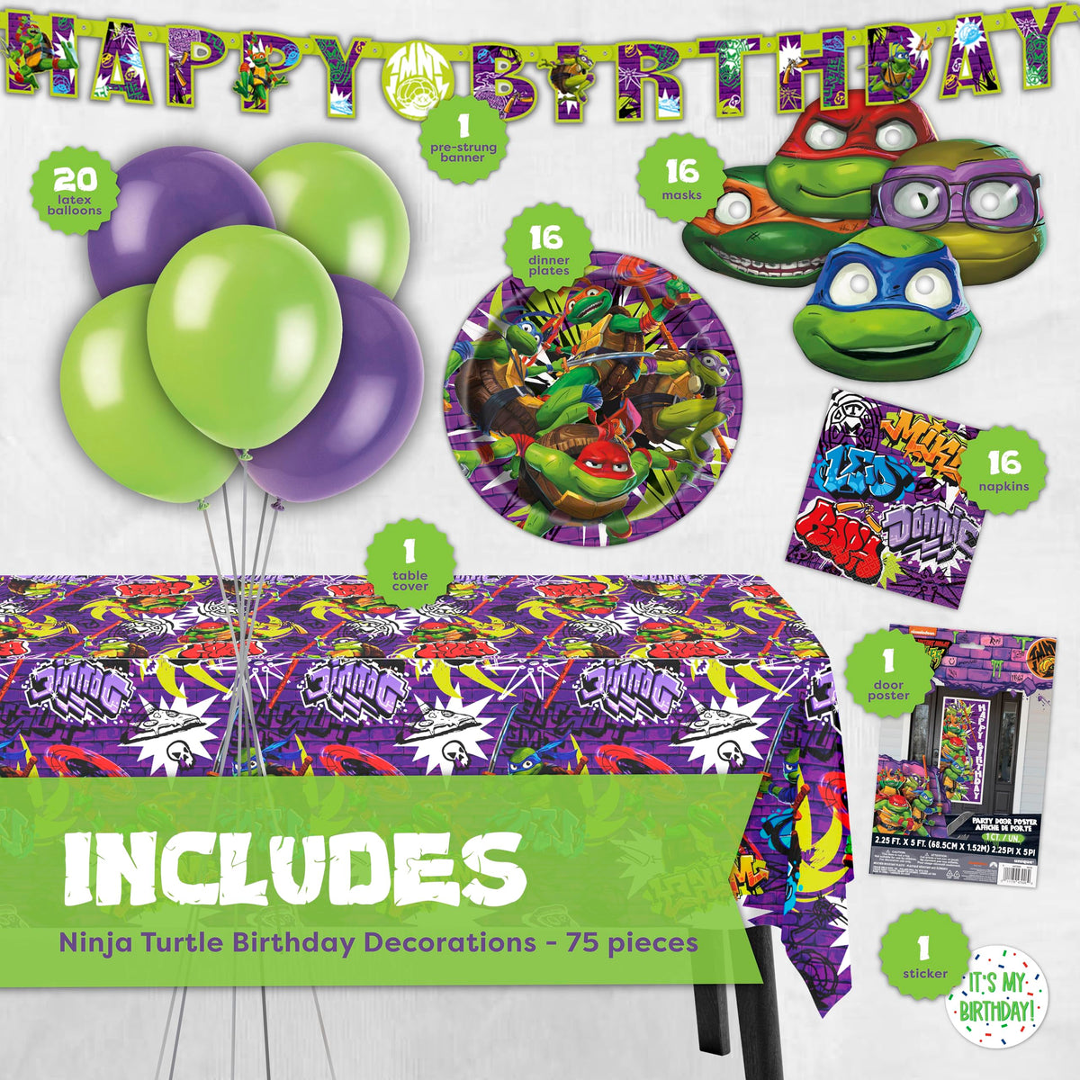 Unique TMNT banner adds a vivid focal point at the entrance.