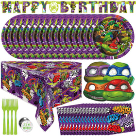 Unique TMNT Mutant Mayhem banner brightens party space.
