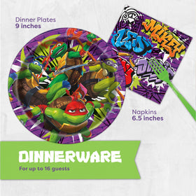 Unique TMNT Mutant Mayhem napkins 16 count for quick cleanup.
