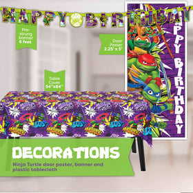 Unique TMNT 9-inch plates deliver sturdy, quick cleanups during the party.
