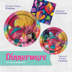 Unique Trolls 7-inch cake plates simplify dessert service.