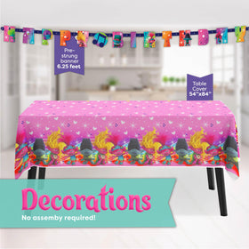 Unique Trolls 9-inch plates provide sturdy dining for kids' parties.