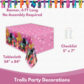 Unique Trolls party decor setup showing a cohesive Trolls-themed celebration space.