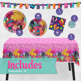 Unique Trolls tablecloth 54x84 inches protects surfaces and simplifies cleanup.