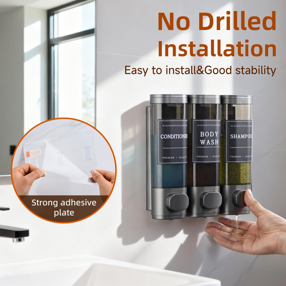 Unisence 1050ml dispenser with clear window for easy liquid level checks.