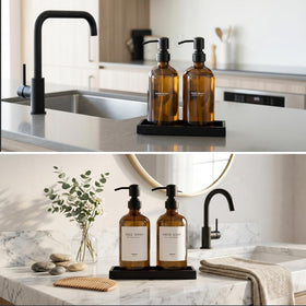 Unisence dispenser closeup shows rust-free stainless steel pump.