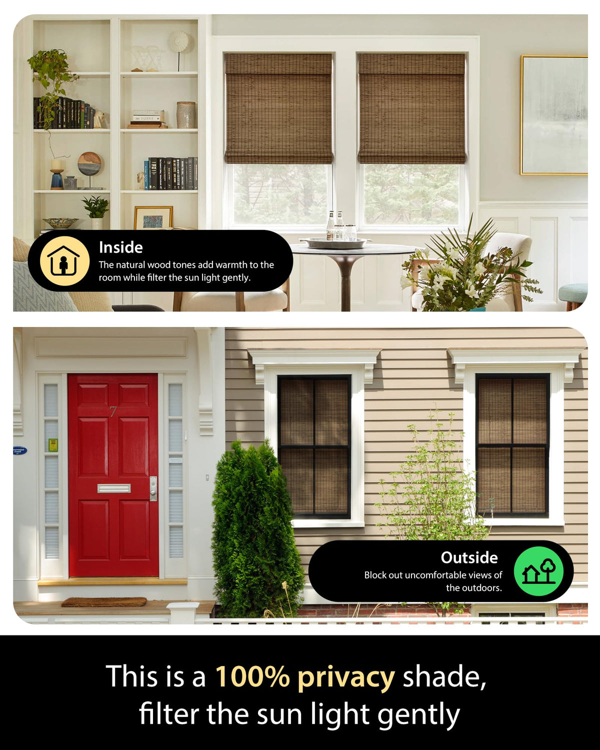 UNISHADES bamboo weave close-up highlights durable, sustainable material suitable for eco-friendly homes.
