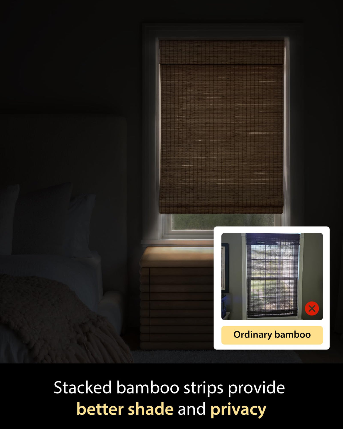 UNISHADES bamboo shade providing privacy and soft light
