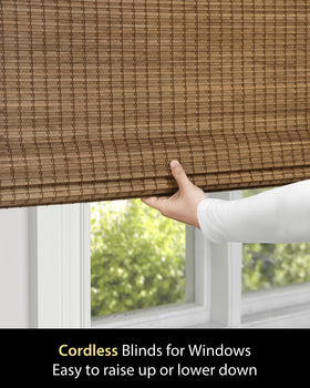 UNISHADES bamboo roman shade closeup emphasizes warmth and eco-friendly design