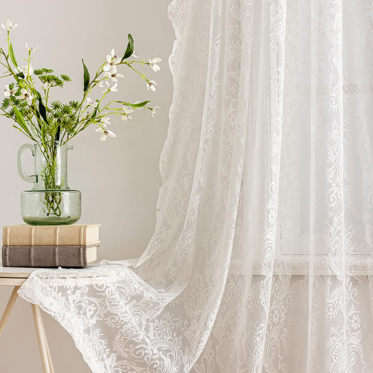 UNISTAR light-filtering lace softly moderates glare while preserving daylight.