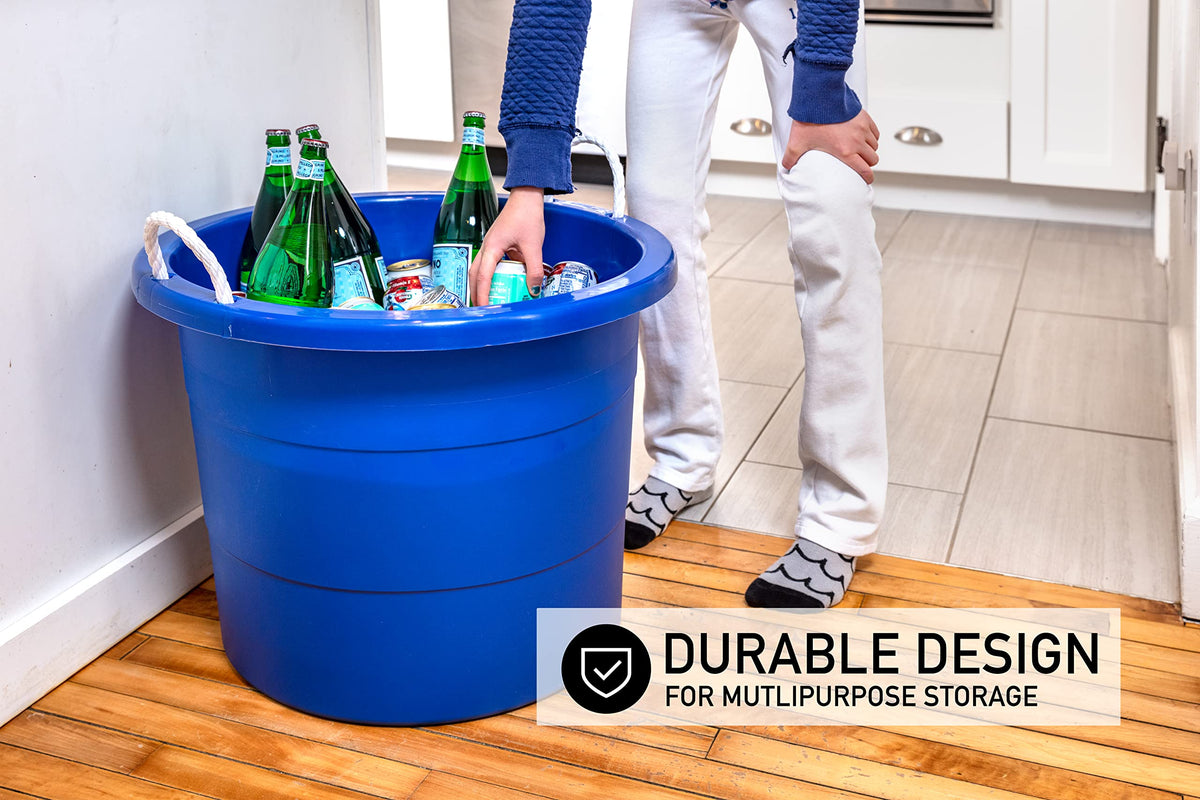 United Solutions rope-handle tub ideal for outdoor parties and home organization.