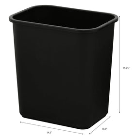 United Solutions wastebasket with folded rim secures bags for easy maintenance.