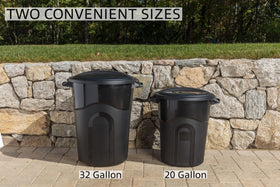 United Solutions 32-gallon trash bin top-view dimensions for space planning