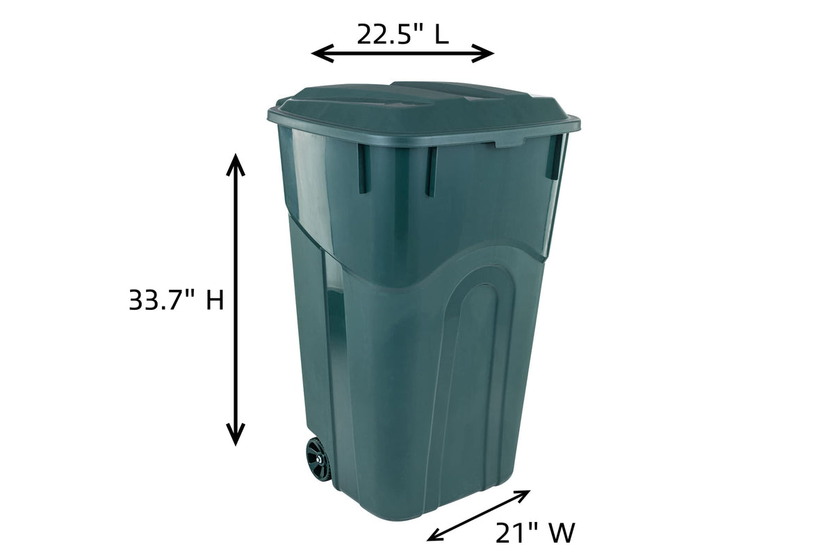 United Solutions ECOSolution trash can with snap-lock lid secured outdoors.