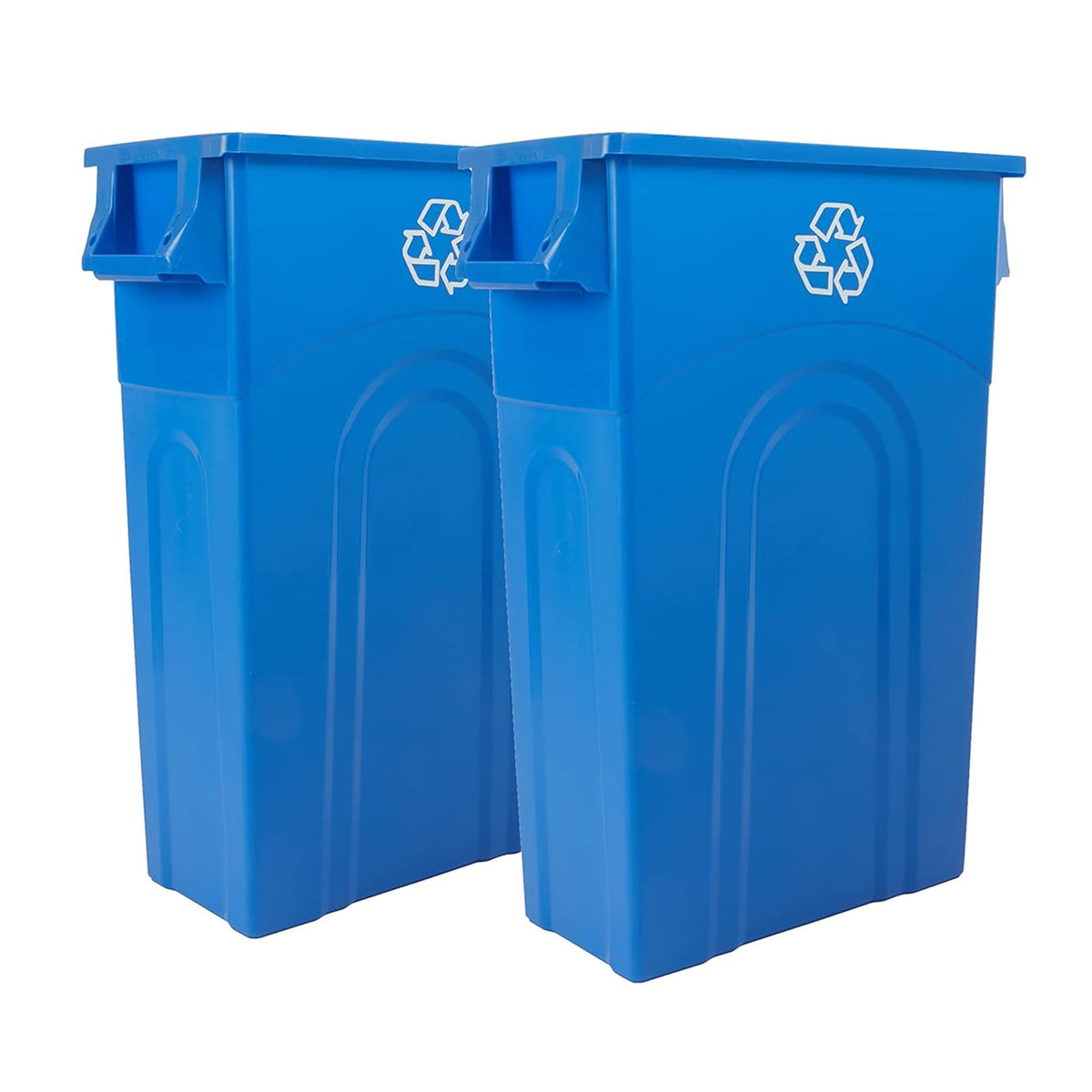 United Solutions Highboy slim-profile recycling container in a tight kitchen corner