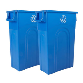 United Solutions Highboy slim-profile recycling container in a tight kitchen corner