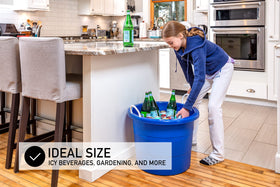 Ice bucket for parties using the 19-gallon blue tub.