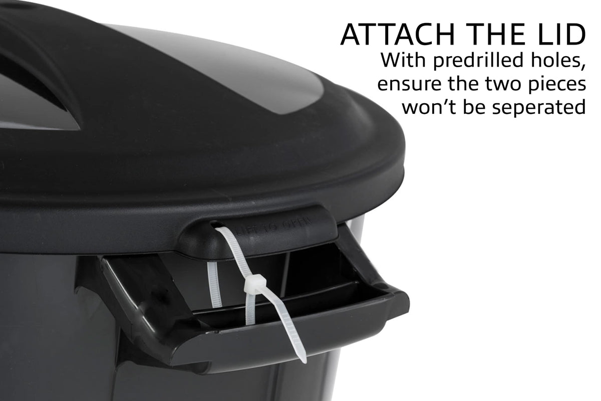 United Solutions outdoor trash bin with heavy-duty construction for daily use