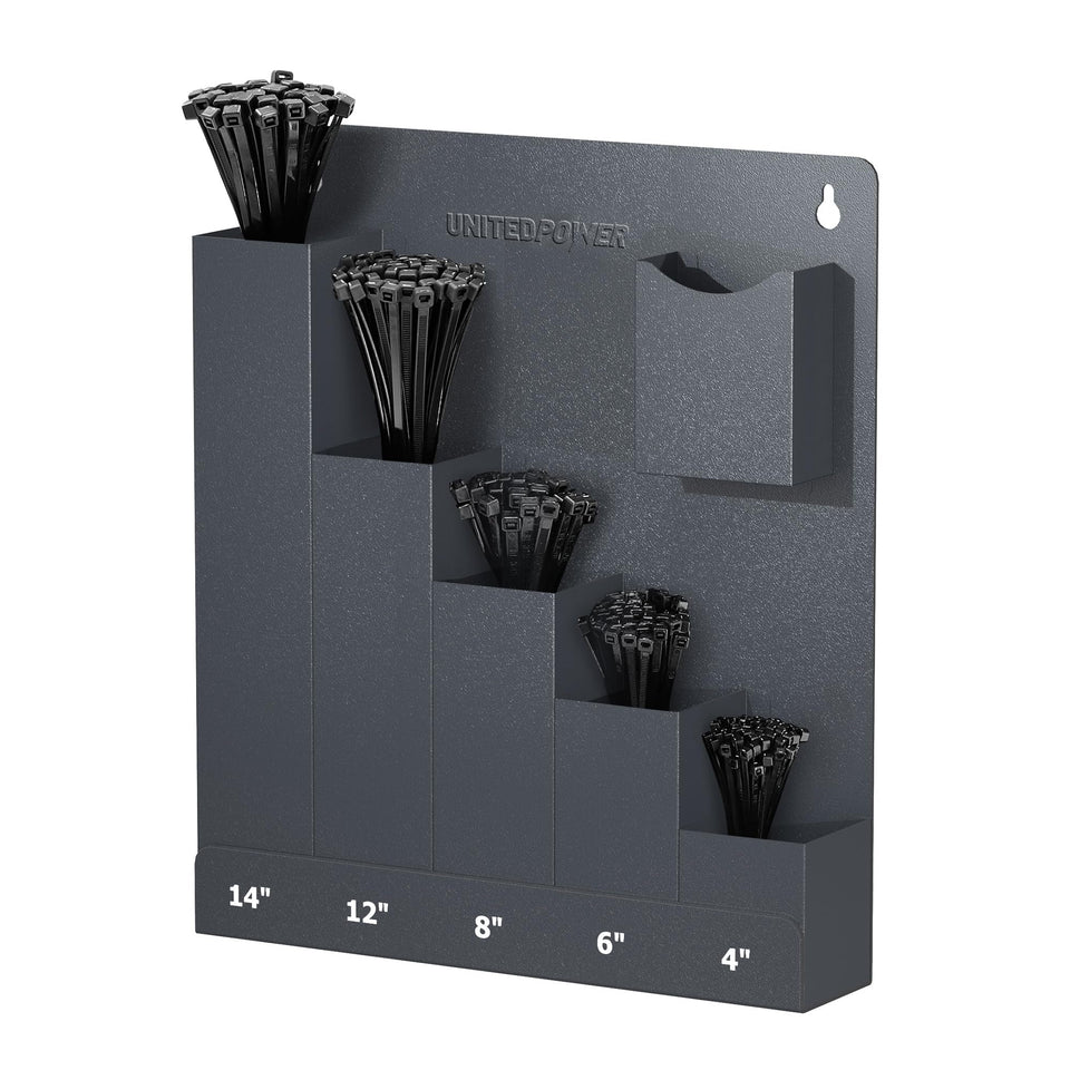 UNITEDPOWER Cable Tie Holder mounted on wall for quick zip-tie access