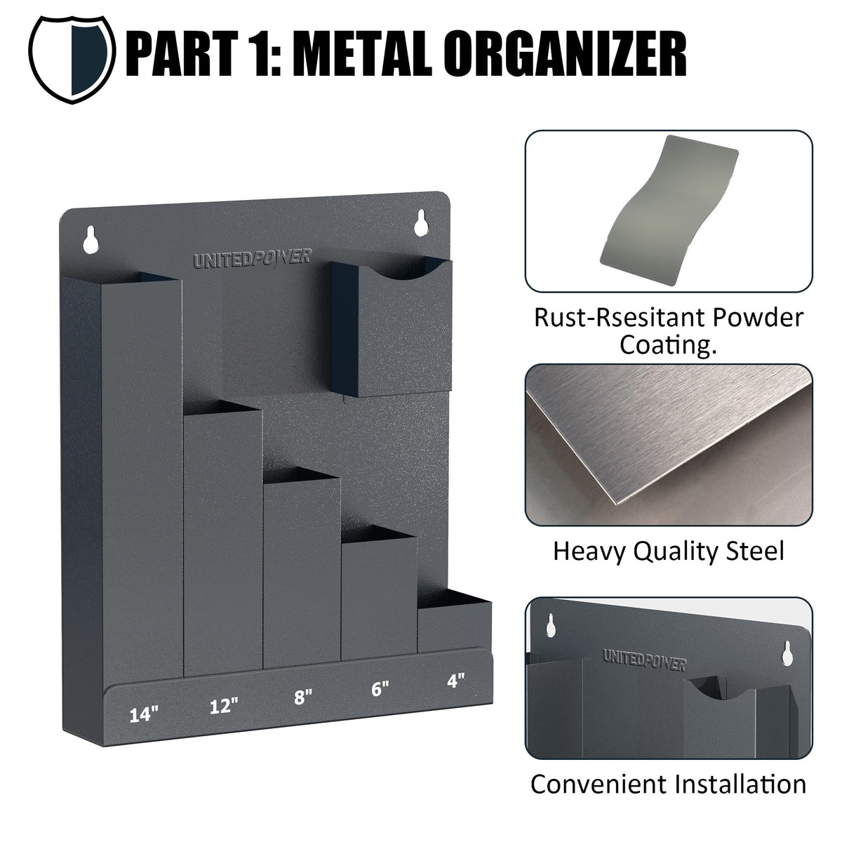 UNITEDPOWER Durable metal cable organizer with powder-coated finish