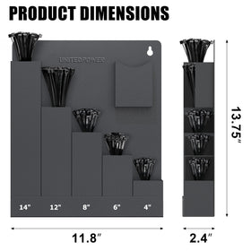 UNITEDPOWER Five-height compartments hold varying zip-tie lengths