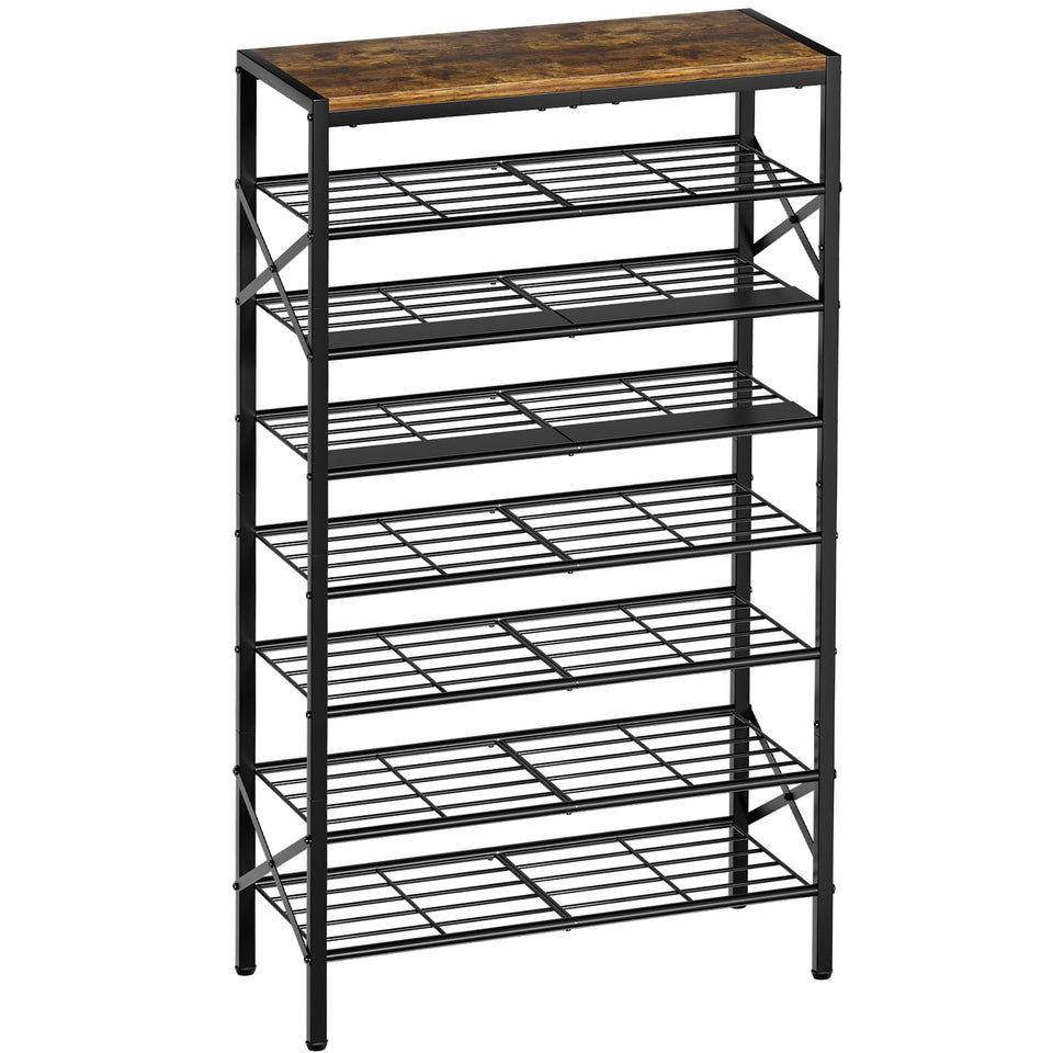 UNITSTAGE 8-Tier Tall Shoe Rack front view showing large footwear storage capacity