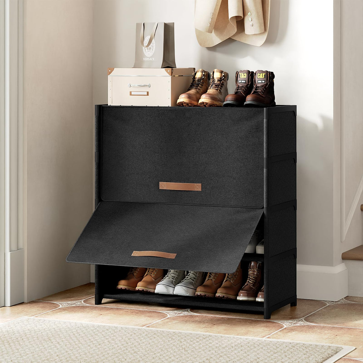 UNITSTAGE black shoe rack suits entryways, hallways, and bedrooms