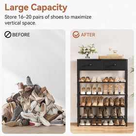 UNITSTAGE shoe rack shown in a tidy room setup saves closet space.