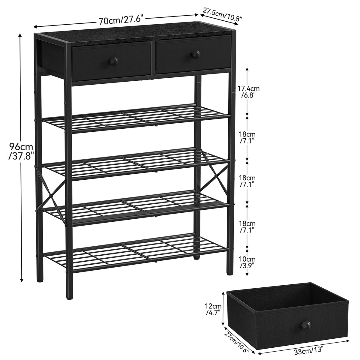UNITSTAGE mesh shelves offer clear visibility and airflow for shoes.