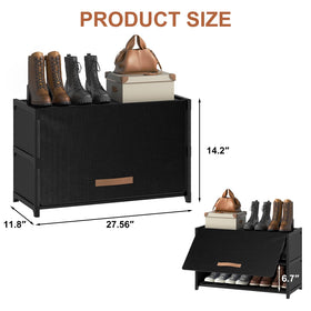 UNITSTAGE shoe rack side view demonstrates slim footprint for compact bedrooms.