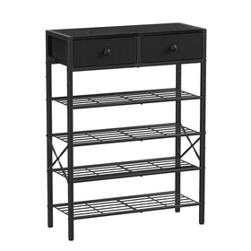 UNITSTAGE shoe rack with wooden top showcases sturdy entryway storage and decorative surface.