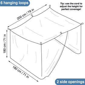 Universal Backpackers bed-canopy-hanging-kit included for quick setup