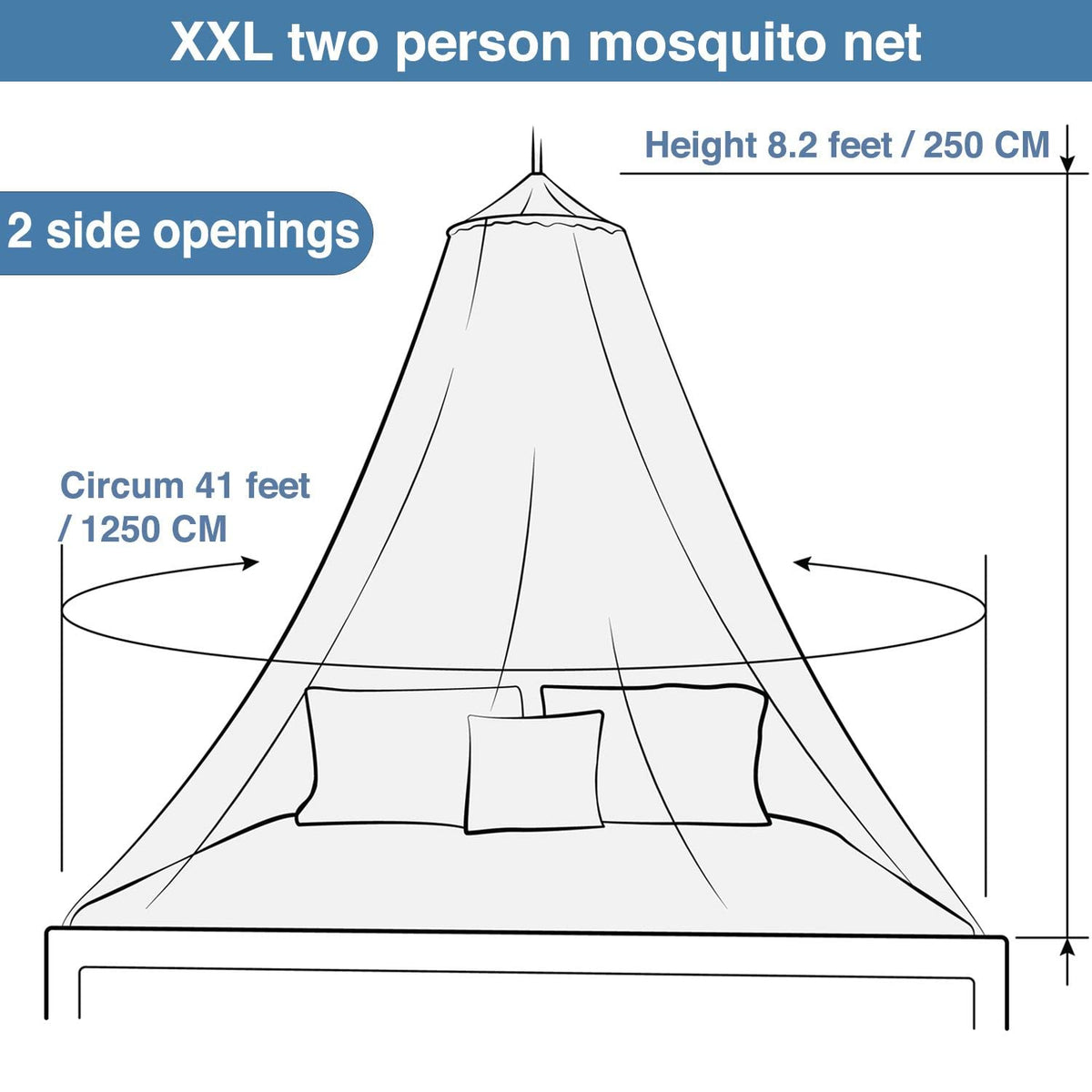 Universal Backpackers mosquito net includes carrying bag and hanging kit for travel.