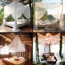 Universal Backpackers six-hanging-loops design providing stable draping around the bed