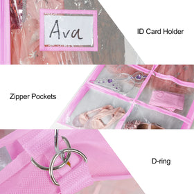 Univivi clear pink dance bag back pocket for large storage and fast access