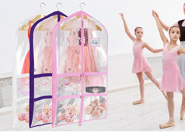 Univivi clear pink dance bag size spec demonstrates 24 by 40 inch capacity