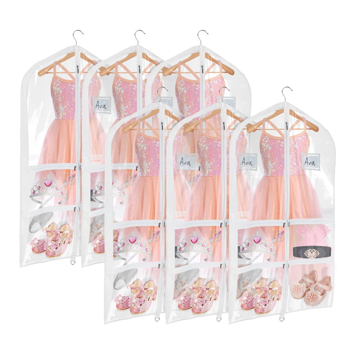 Univivi clear PVC dance costume bag front view showing transparent design for quick content checks.