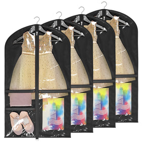 Univivi 40-inch dance costume bag front view with clear pockets for quick access.