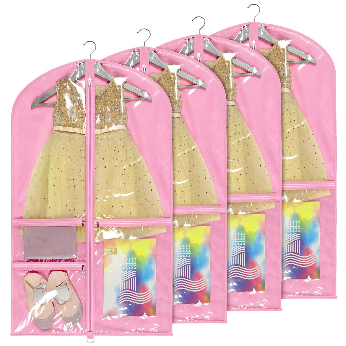 Univivi pink 40 inch dance costume bag with multiple pockets for organized gear.