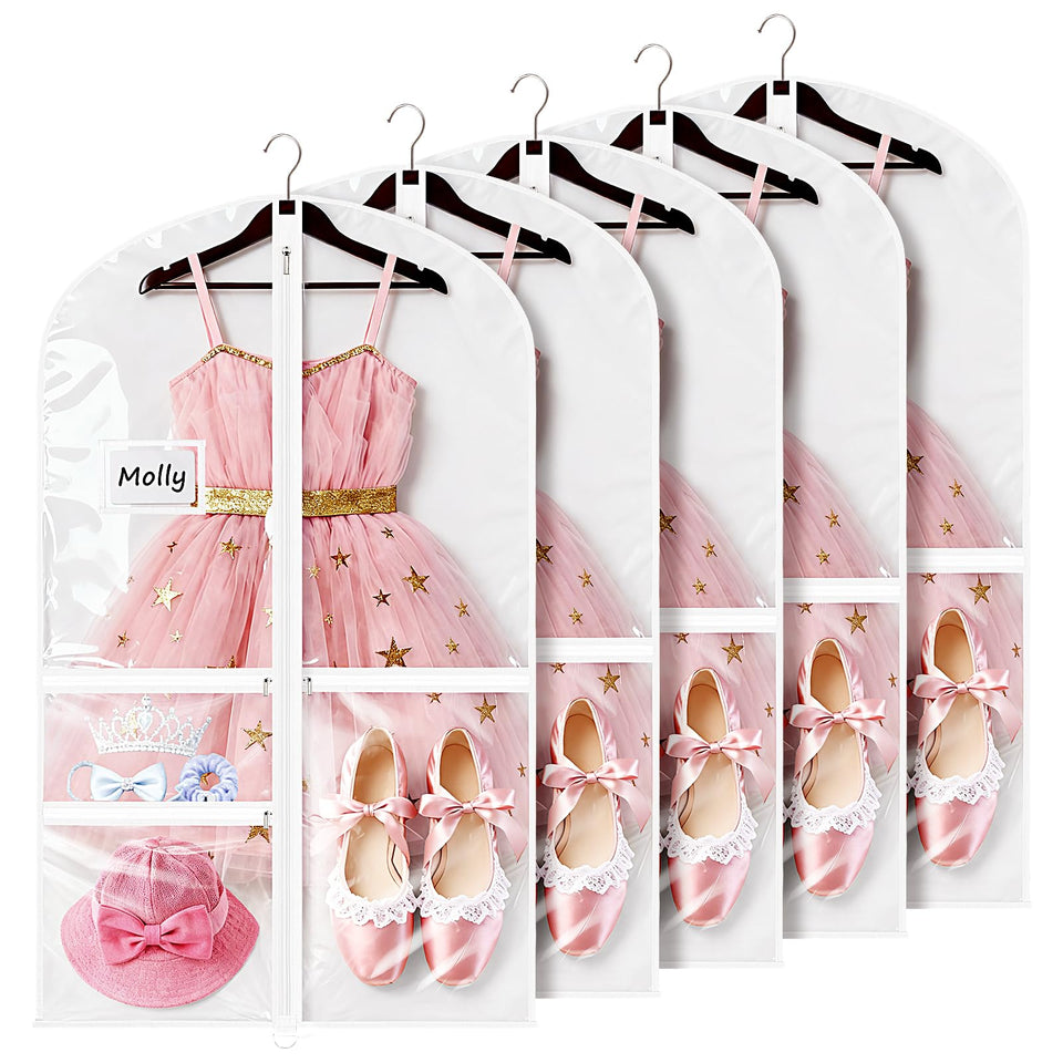 Univivi five-pack dance costume bags for kids, organized travel