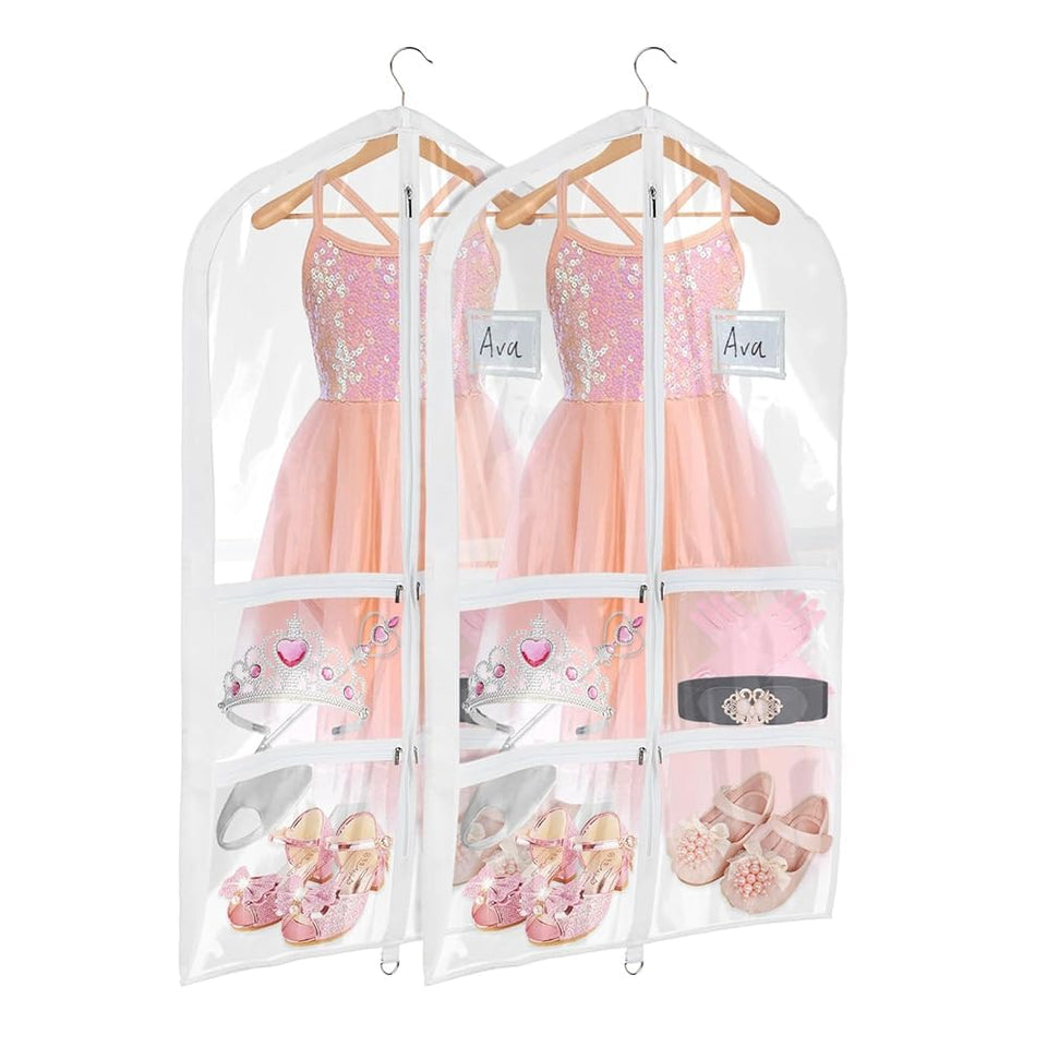 Univivi 40-inch dance costume garment bag with four pockets for organized storage.