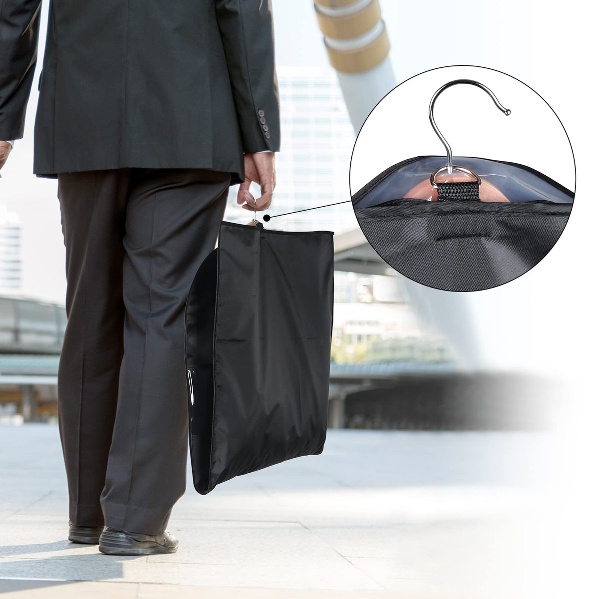 Univivi 43-inch capacity bag fits jackets, coats, and longer garments.