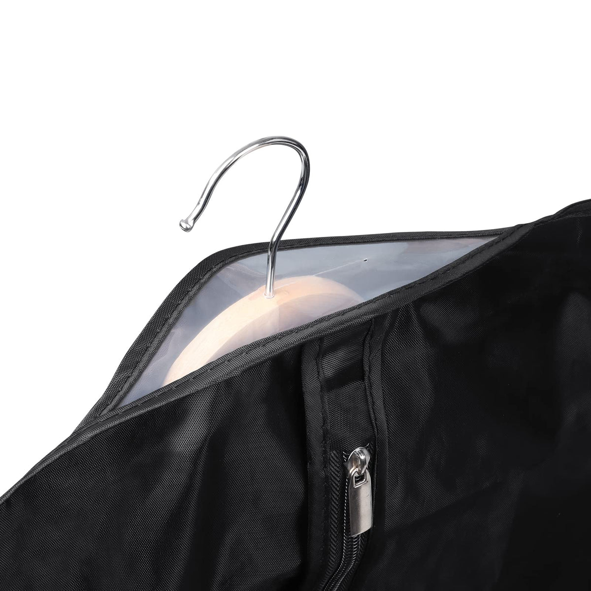 Univivi garment bag features a durable zipper and secure stops.