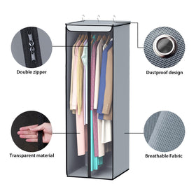 Dustproof breathable fabric protects coats, suits, and dresses with durable construction.