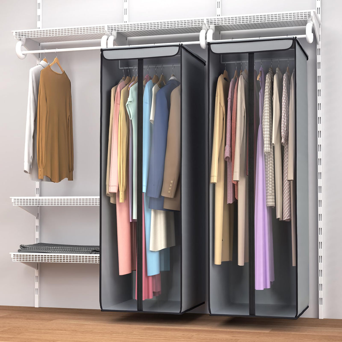 Easy to assemble and relocate between closets in minutes.