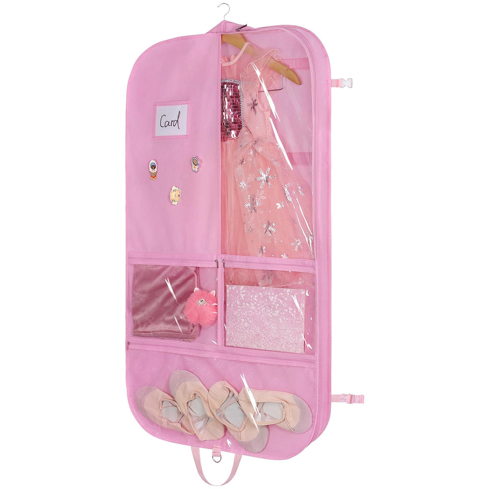 Univivi pink 40-inch dance garment bag protects costumes during travel