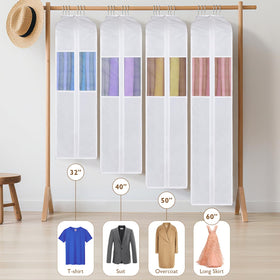 Univivi two-pack cotton garment bags for organized wardrobe storage.