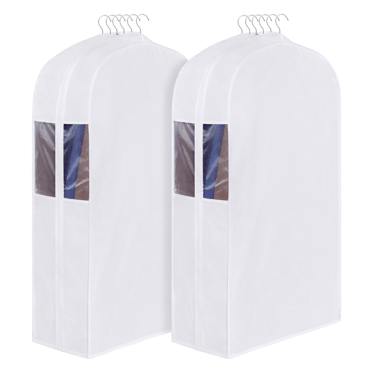 Univivi premium cotton garment bag with clear window for easy outfit identification.